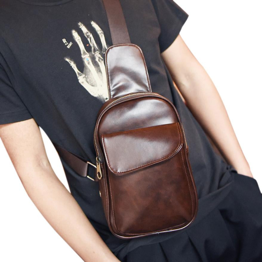 Men's Bag with Zipper Pockets Chest and Cell Phone Pouch