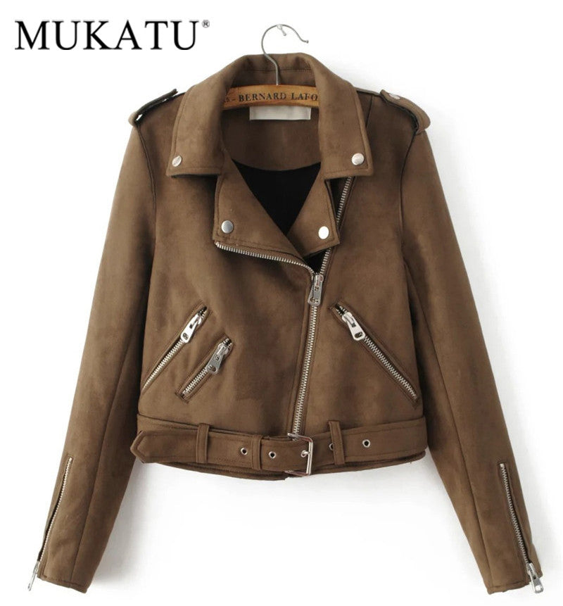 Ladies Suede Motorcycle Jacket