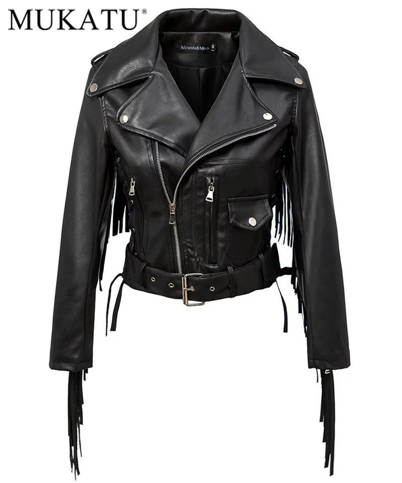 Motorcycle Faux Leather Jacket for Women
