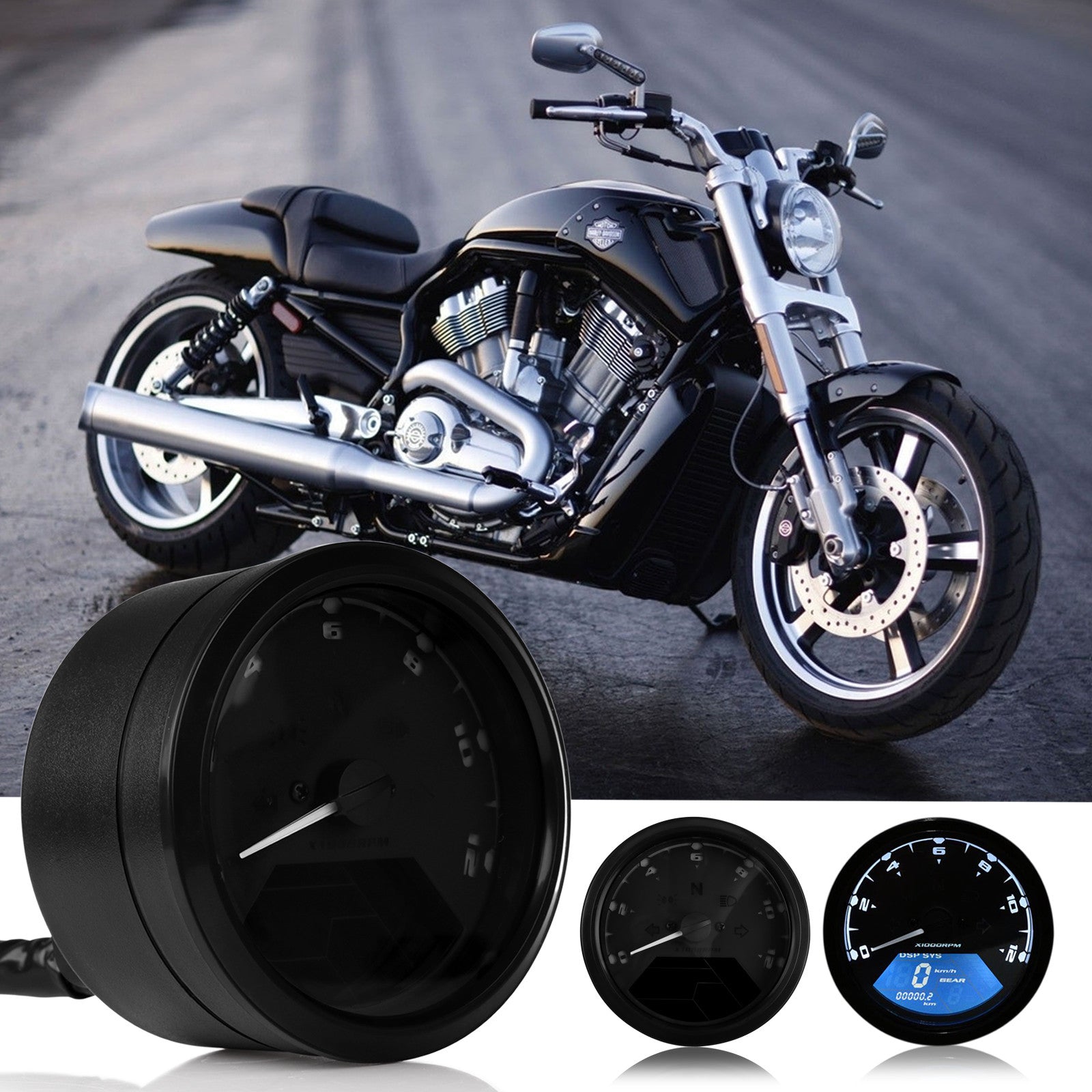 Multifunction LCD Backlight Digital Motorcycle Odometer Tachometer Speedometer Gauge Motorbike 12000RPM Support Alarm Function for Honda Motorcycle Scooter Dirt Bike