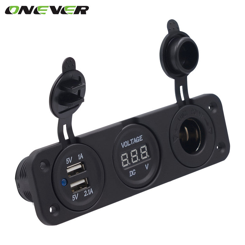 Dual USB Car Motorcycle Cigarette Lighter Socket Car Charger LED Digital Display Digital Voltmeter 12V Electric Voltage Meter